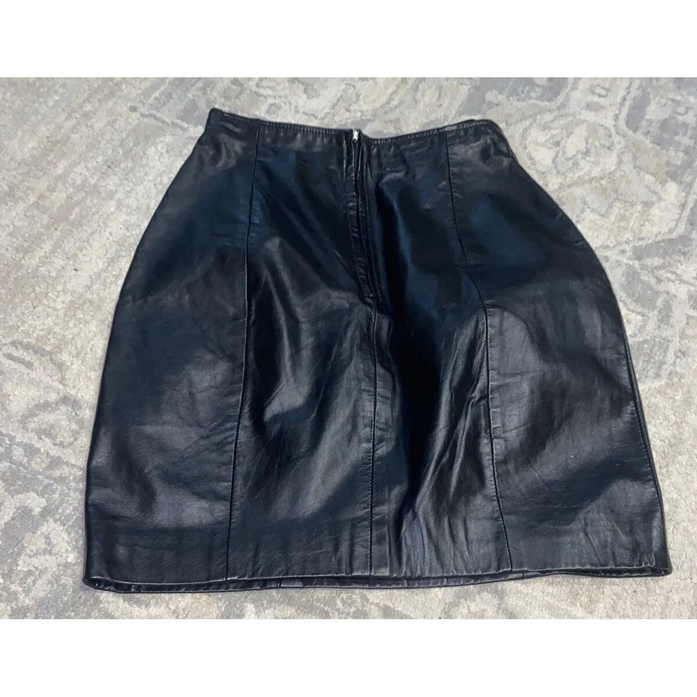 Vintage Byrnes & Baker Sz 4 Black Leather Lined Pencil Skirt Womens - Picture 6 of 6
